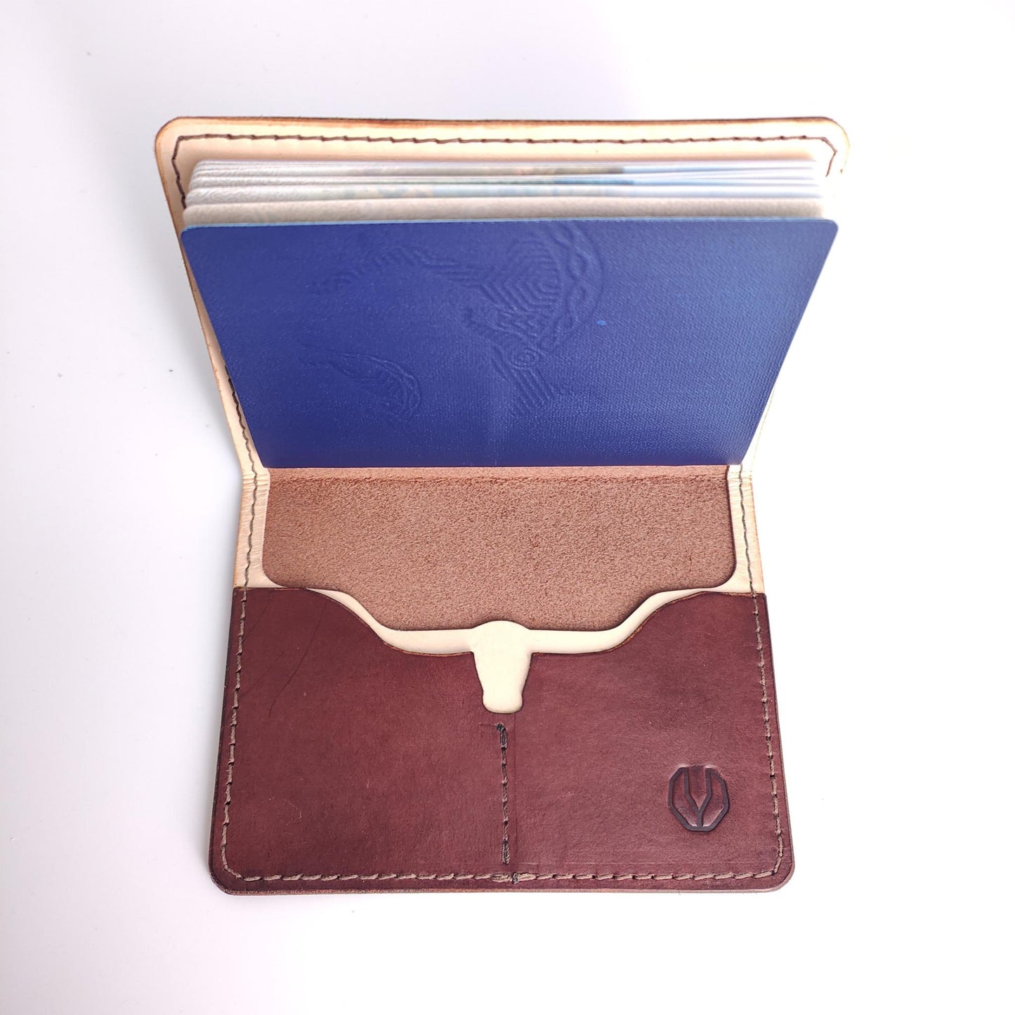 Minimalist Longhorn Passport Wallet (Bovine Series) — brown kangaroo