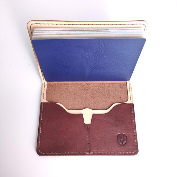Minimalist Longhorn Passport Wallet Bovine Series — leather
