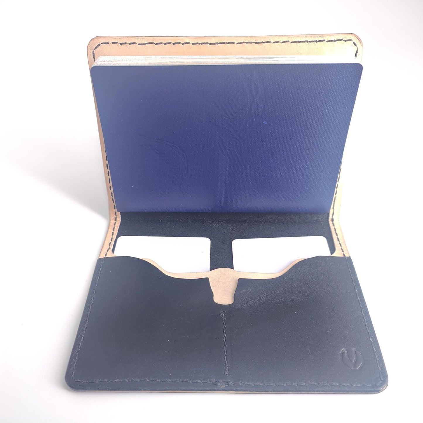 Minimalist Longhorn Passport Wallet Kangaroo Series — dark-brown leather