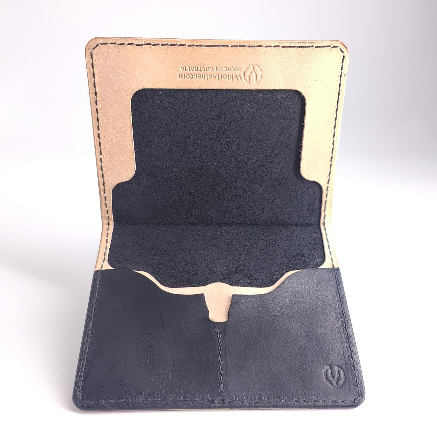 Minimalist Longhorn Passport Wallet (Kangaroo Series) — black kangaroo